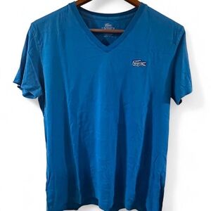 Lacoste Men's Teal V-Neck T-Shirt Size 5